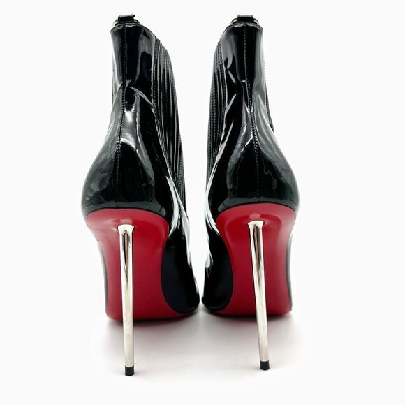 CHRISTIAN LOUBOUTIN Epic Boot 100 Black Chelsea Booties Size 39 Stiletto Spiked - Picture 9 of 13
